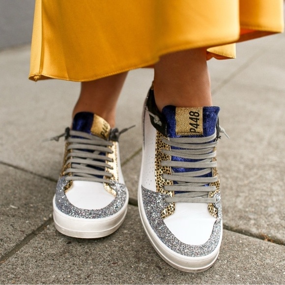 p448 Shoes - P448 John Sneakers Blue White Gold Leopard 40